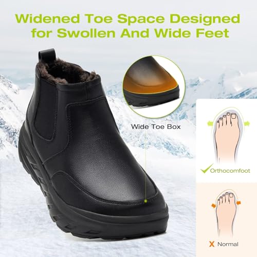 OrthoComfoot Women's Orthopedic Wide Leather Winter Ankle Boots: Comfortable Arch Support Dress Shoes for Diabetic, Casual Plantar Fasciitis Orthotic Walking Shoes for Foot and Heel Pain Relief2