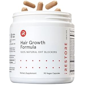 iRESTORE Hair Growth Supplement – Hair Loss Vitamins for Women and Men – Has Biotin Multivitamins & DHT Blocker to Reduce Hair Thinning – Hair Regrowth Pills for Thicker Fuller Volume – 30 Days Supply