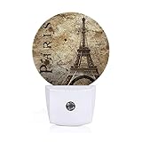 Axayaz Paris Night Light Eiffel Tower Europe Travel Landmark Vintage View Old Grunge Plug in Night Lamp Auto Sensor Energy Efficient Dusk to Dawn LED Home Decor