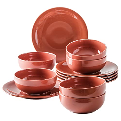 Kahla 1T0624A93020W Homestyle Siena - Vajilla de porcelana (12 piezas, para 6 personas), color rojo