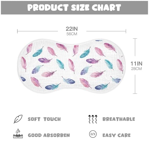 vvfelixl Hand Painted Feather Burp Cloths for Baby Boy Girls Baby Washcloths Burp Rags 1 Pack2