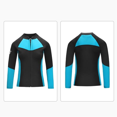Women Long Sleeves Wetsuits 1.5mm Neoprene Tops Rash Guard Water Sports Jacket for Surfing Scuba Diving Fitness (Blue_X-Large) miniatura 2