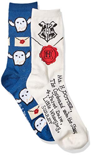 Harry Potter Hedwig Letter to Hogwarts Juniors/Womens Crew Socks 2 Pair Pack2