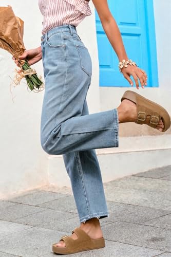 Image of Platform Sandals Women Genuine Leather Slip-on Beach Slide Buckle Comfortable Sandals with Memory Foam Soft Lining and Open Toe Low Wedges