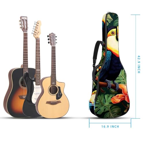 Sac pour guitare grand compartiment accessoires étanche imprimé toucan