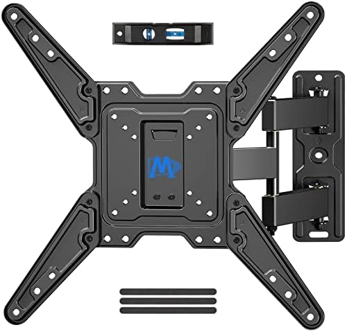 Mounting Dream TV Wall Mount for Most 26-55 Inch TVs, Full Motion TV Mount with Perfect Center Design on Single Stud Articulating Mount Max VESA 400x400mm up to 77 LBS, Wall Mount TV Bracket MD2413-MX