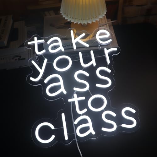 Image of inchTake Your To Class inch Motivational School Neon Light - Bold & Focused LED Wall Art for Study Room, Dorm, Home Office or Student Decor, Dimmable USB, Direct Gift for Students, Scholars & the Determined