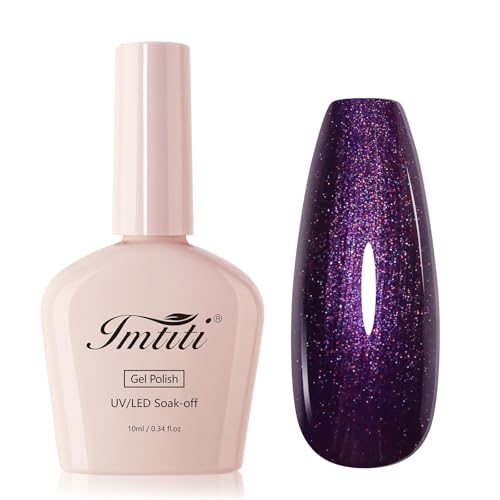 Glitter Gel Polish esmalte de uñas violeta oscuro brillo 10 ml miniatura 1