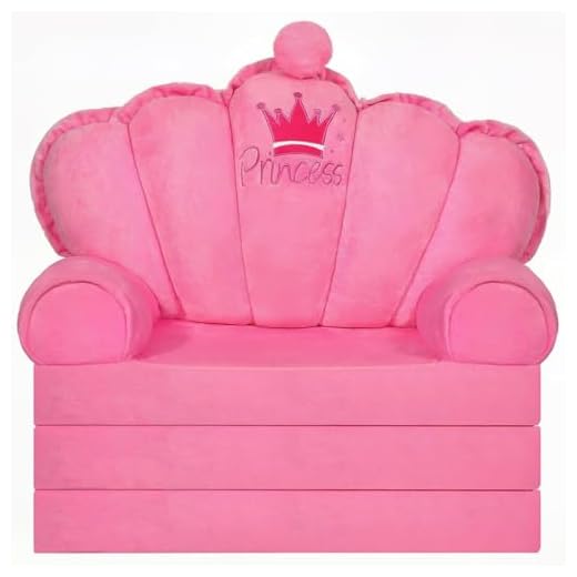 harhoers Kids Couch Fold Out,Toddler Chair Kids Sofa for Bedroom,Toddler Couch for Girl| Pink Princess Chair for Toddlers 1-3 | Comfy Kids Couch for Kids,Cute and Fun Baby Sofa (Pink Princess)