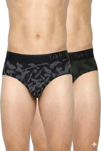 Image of Van Heusen Men Regular Fit 4 Way Stretch Body Defining Fit Allover Print Briefs - Available in Pack of 1 & 2
