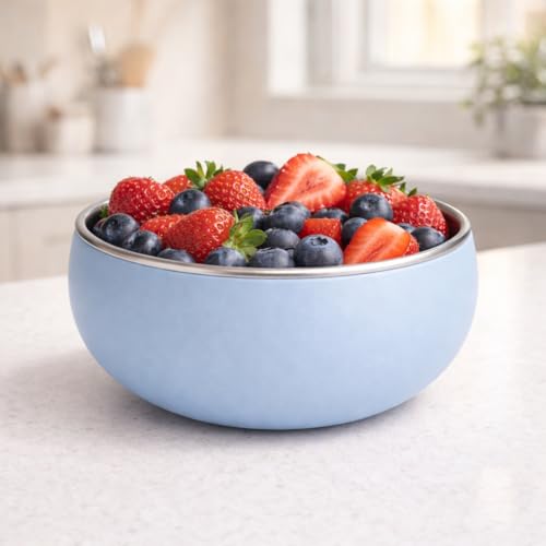 Image of Premium Stainless Steel Baby Feeding Bowl with Soft Silicone Cover | Non-Slip Grip, BPA Free & Food-Grade | Safe Feeding Bowl for Infants & Toddlers | Durable, Easy to Clean (Pastel Blue)