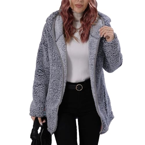 Manteaux chauds à capuche pour femme veste ample en polaire DGKaxiyaHM