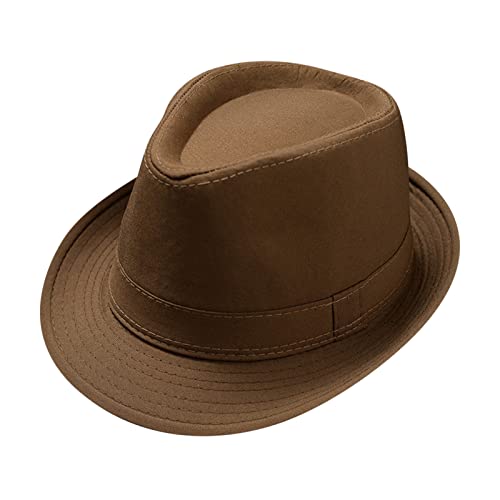 Unisex Solid Classic Fashion Designer Wide Brim Roll Up Fedora Hats Jazz Hat Bowler Hats Panama Hat Gentleman Breathable Lightweight Outdoor Travel Low Profile Coffee One Size