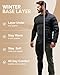 CL convallaria Thermal Underwear for Men Long Johns Winter Hunting Gear Sport Skiing Base Layer Top and Bottom Set Midweight Black Large