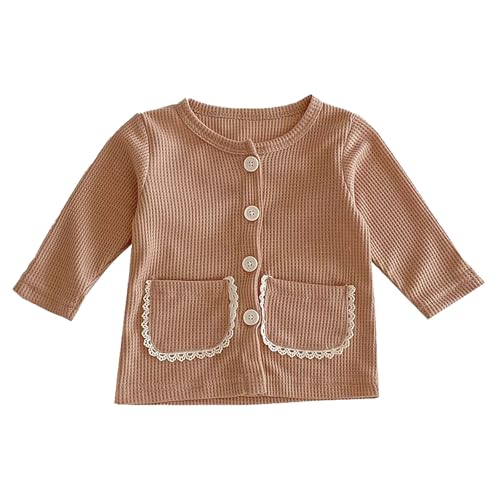Girls Cute Button down Sweater Baby Long Sleeve Crewneck Shirts with Lace Trim Girls Coats
