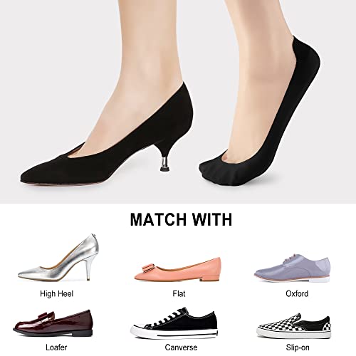 Image of No Show Socks Womens Liner Socks Ultra Low Cut Non Slip Invisible Socks for Flats, 3 Pairs, Black, Size 10-12