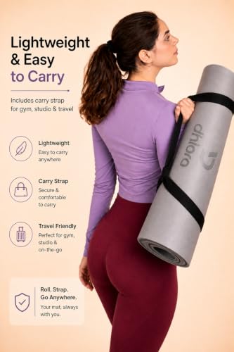 Image of Premium Yoga Mat 6mm Thick for Women & Men | Non-Slip Exercise Mat for Home Workout, Yoga, Pilates & Stretching | Extra Cushioning, Sweat Resistant, Anti-Tear | Wine Peach