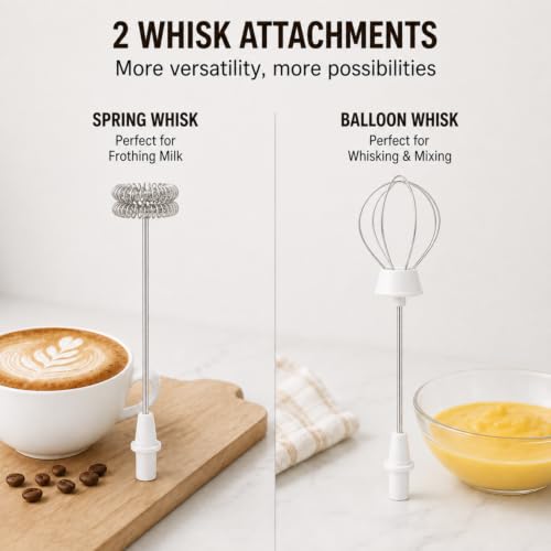 Image of Escala Coffee Frother Electric Rechargeable & Coffee Maker Machine for Home, 3 Speed Milk Frother, Coffee Beater, Coffee Whisker, Coffee Blender with Stainless Steel Whisk for Latte, Cappuccino