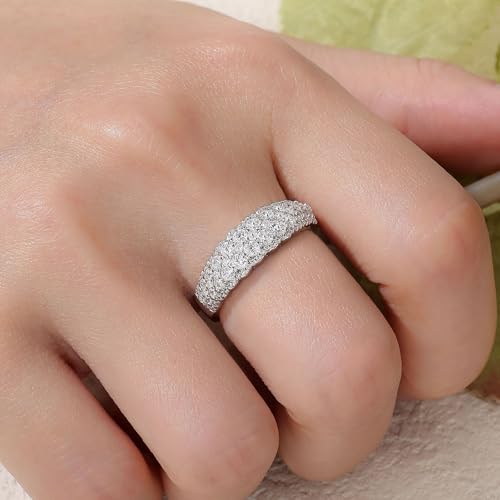 Wuziwen Vintage Anniversary Rings for Women Eternity Wedding Bands for Her Cubic Zirconia 925 Sterling Silver3