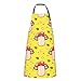 LINGF Grembiule impermeabile Cartoon Funghi Sfondo giallo Grembiuli con tasche grembiuli da cucina chef per donna uomo