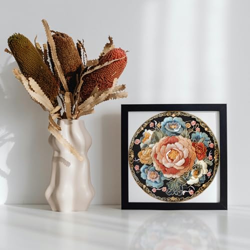 Image of FONNUY Floral Embroidery Kit, Cross Stitch Kits for Beginners, Handmade Crafts with Printed Patterns for Beginner Adults, Easy to Follow Color Thread Needlework, 8'' Hoop (Vibrant Flowers)