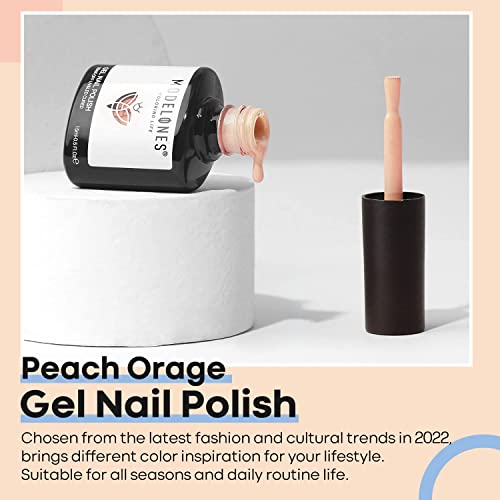 Modelones Gel Nagellack Orange, 15ml Frühlingspastell Soft Light Orange Soak Off Gel Polish Shellac Nagellack für UV/LED… – Bild 2