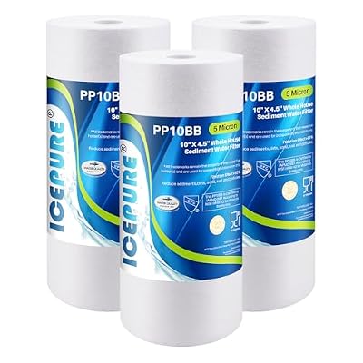 ICEPURE PP10BB 5 Microns 10" x 4.5" Whole House Sediment Water Filter Replacement Cartridge for Home, Compatible with RFC-BBSA, WFHD13001B, GXWH35F, GXWH30C, AP817, WHKF-GD25BB, 3 PACK