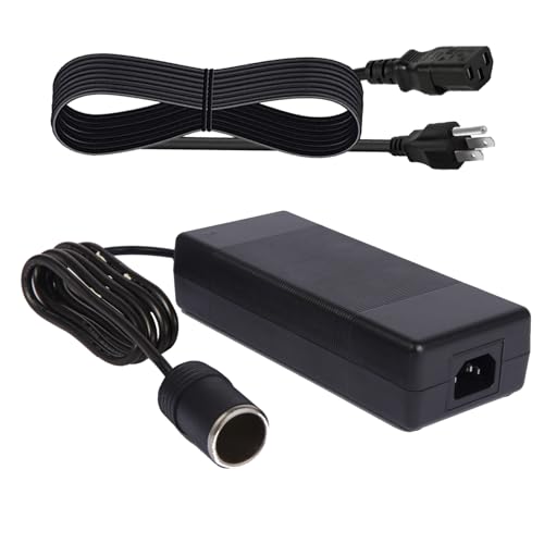 AC/DC to 12 Volt 10A Car Power Adapter, Type B 3 Pin Cigarette Lighter Socket Power Supply, AC 110V-220V to DC 120W Switching Converter for Air Compressor Car Refrigerator Vacuum