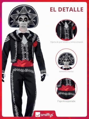 Miniatura 5 de Day Of The Dead Se?Or Bones Costume, With Jacket, Trousers, Mock Shirt Hat, L