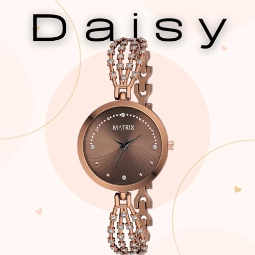 Matrix Daisy Collection | Stone Studded Dial with Designer Stone Studded Bracelet Chain Analog Watch for Women & Girls - Image 3
