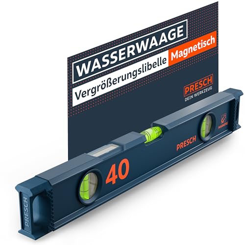 Presch Wasserwaage magnetisch 40cm - Bruchfeste Weitwinkellibelle inkl. 2% Gefälle-Anzeige - Vertical-View-Funktion dank Sichtfenster - Innovative Anti-Rutsch‑Endkappen & präzise Messfläche Presch Wasserwaage magnetisch 40cm - Bruchfeste Weitwinkellibelle inkl. 2% Gefälle-Anzeige - Vertical-View-Funktion dank Sichtfenster - Innovative Anti-Rutsch‑Endkappen & präzise Messfläche