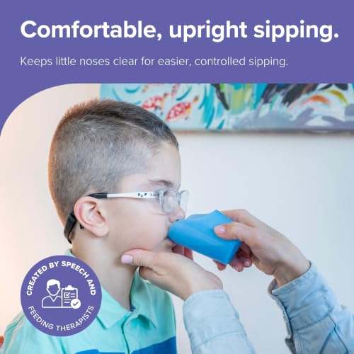 Image of TalkTools Cut Out Cups - Motor and Coordination Support | Drinking Glass for Stable and Fixed Position | Special Drinking and Therapy Training Cup | Easy to Grip and Sipping | 3 oz Blue (2 Pk)