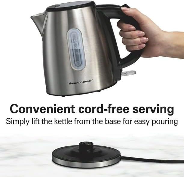 Miniatura 5 de Hervidor de acero inoxidable, capacidad de 1.2 litros5 tazas, 40852, calefacción ultrarrápida con 1500 vatios, apagado automático con protección de