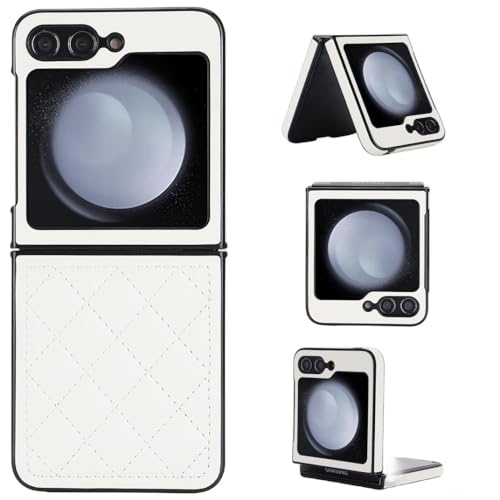 Étui de Téléphone Cuir PU Samsung Z Flip 5 Blanc Compagnon Chic de votre Quotidien