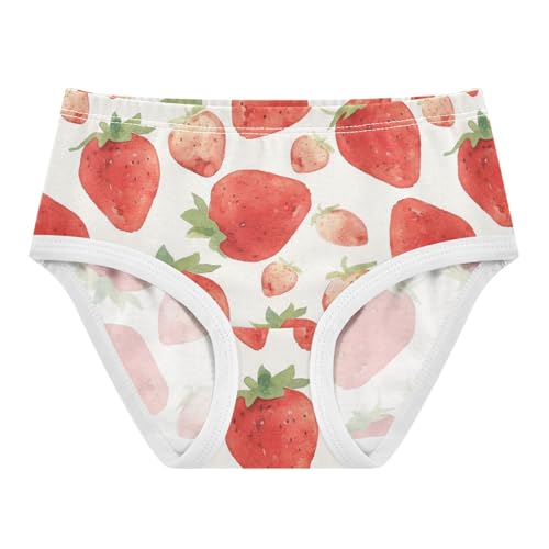Wusikd Watercolor Strawberries Girls' Underwear Cotton Girls Briefs Soft Toddler Underwear 2T
