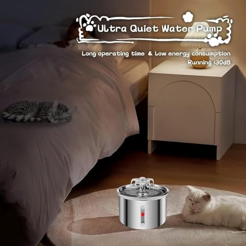 Fuente de agua automática para gatos de acero inoxidable 2L miniatura 5