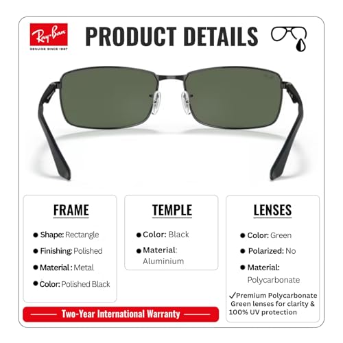 Image of Ray-Ban RB3498 Rectangle Sunglasses with Official Eyewear Kit