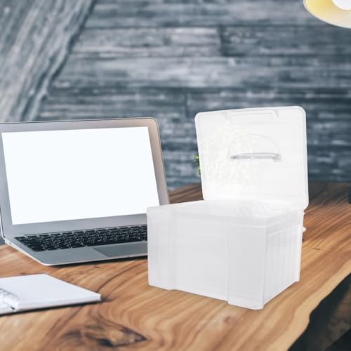 Image of DOITOOL Photo Storage Box Photo Keeper Organizer Box with Removable Dividers Portable Picture Organizer for Greeting Cards Scrapbooking Supplies Crafts 10.43 X 8.85 X 7.28 in