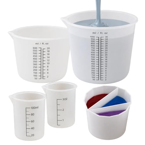 Set de 5 piezas de tazones y vasos medidores de silicona miniatura 1