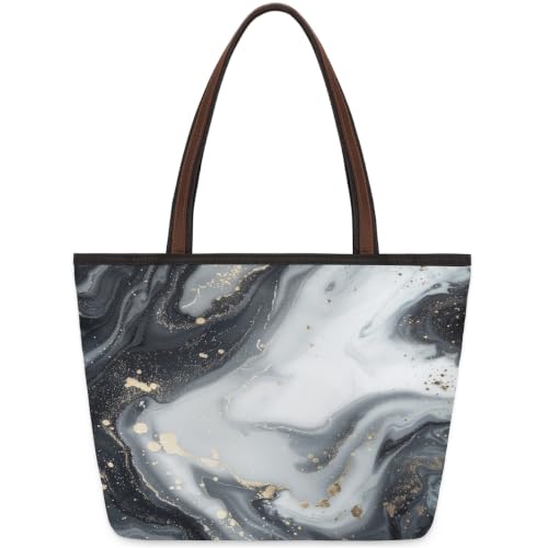 Sac fourre-tout en marbre zippé en polyester grand format résistant à l'usure quotidienne