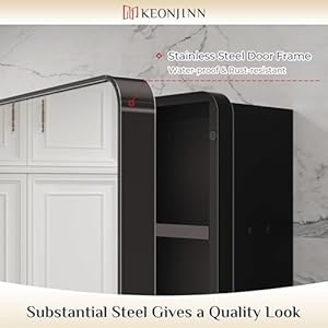 Keonjinn 16 x 24 Inch Black Medicine Cabinets for Bathroom with Mirror Stainless Steel Framed Rounded Rectangle Adjustable Shelves Recessed Small Mirrored Medicine Cabinets for Bath Modern Farmhouse Keonjinn 16 x 24 Inch Black Medicine Cabinets for Bathroom with Mirror Stainless Steel Framed Rounded Rectangle Adjustable Shelves Recessed Small Mirrored Medicine Cabinets for Bath Modern Farmhouse