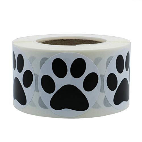 Hybsk 1.5" Round Black Bear Paw Print Dog Puppy Paw Stickers Cover
