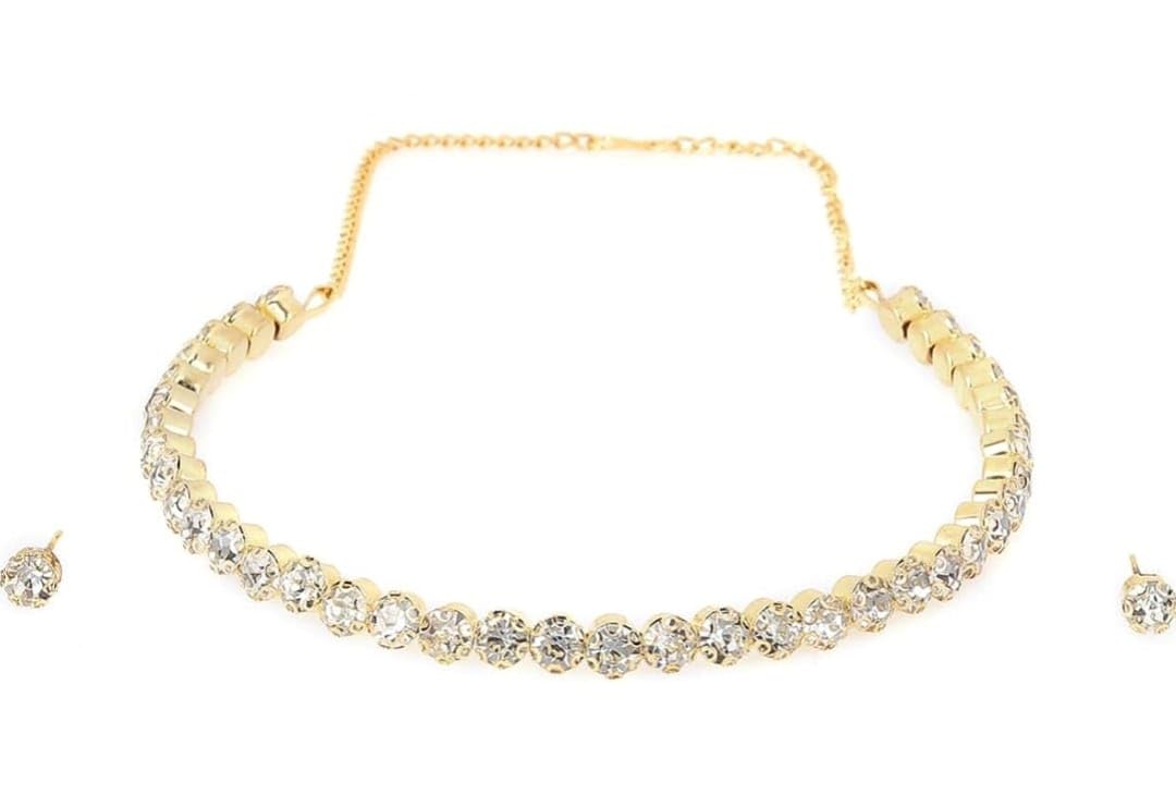 FLIKKER: Stylish Attractive Look Single Line Big Diamond Choker Necklace Jewel Set For Women & Girls (Yellow, Pack of: 1) (B0CHJRFWWN) Amazon Price History, Amazon Price Tracker