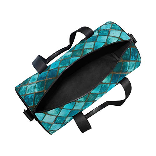 Turquoise Duffel Bag,Canvas Travel Bag for Gym Sports and Overnight