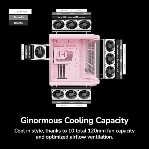 Image of HYTE Y70 Modern Aesthetic Gaming PC Case -Panoramic Glass | High-Airflow Design | Cable Management | Dual Chamber ATX Mid-Tower Chassis | 10 Fan Capacity | Luxury PCIe 4.0 Riser Cable- Strawberry /Pink