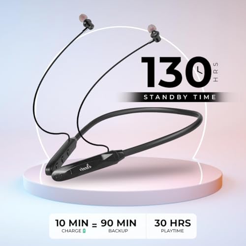 Image of Voods Nova Plus Bluetooth Neckband Combo, 30 Hours Playtime, 10mm Drivers Magnetic Earbuds, Bluetooth V5.4, Fast Charging, ENC Calling, Dual Device Pairing, IPX5 Rating (Black & Grey)
