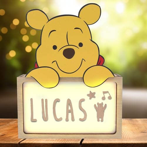 WONDEE Disney Lampe Winnie l'Ourson Personnalisable, Veilleuse Bebe et Enfant Personnalisée Winnie...
