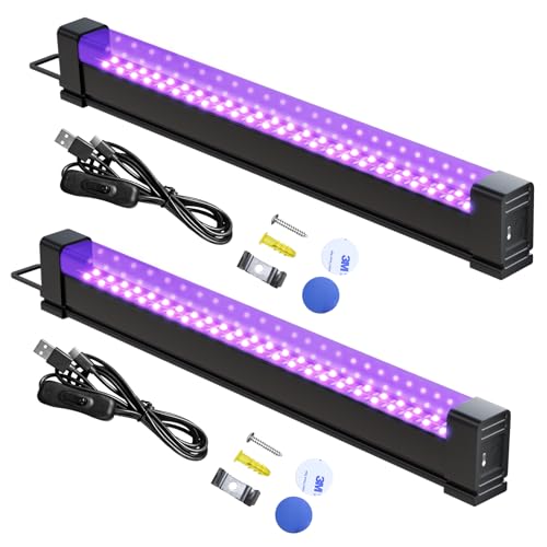 2PCS Rechargeable Luz LED Ultravioleta UV, Luz Negra 10W, 395-405nm USB Portátil Lámpara de Luz UV para Halloween Fiesta Discoteca Arte UV