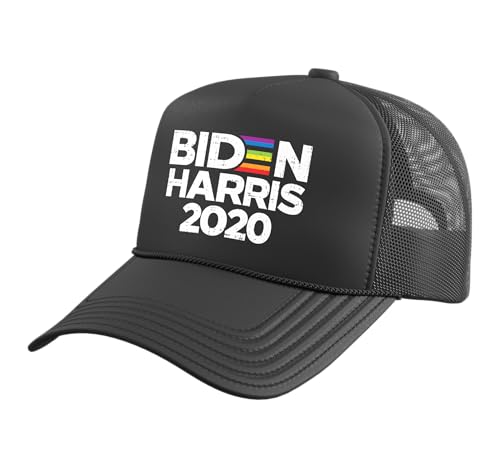 Biden Harris 2020 Joe Kamala LGBT Gay Pride Democrat Gift Trucker Hat with Adjustable Mesh Back Black