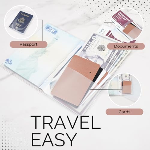 Pack of 6 Clear Passport Cover, Clear Passport Case with Travel Document & Credit Card Organizer, Waterproof Passport Holder for Travel, Made with Heavy Duty Plastic for US Passports2